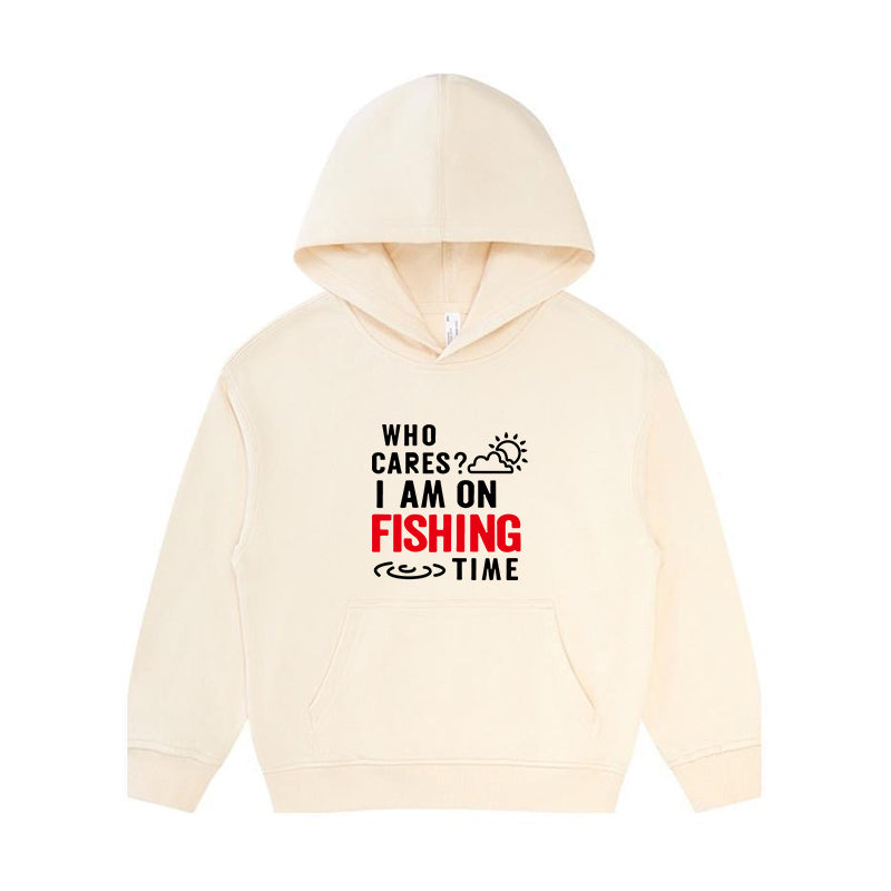 I Am on Fishing Time Kid's Hoodie