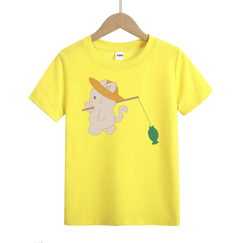 Cat Fishing Kid's T-Shirts