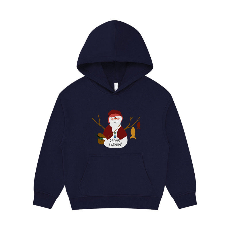 Snowman Gone Fishing Kid's Hoodie