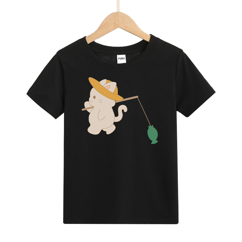 Cat Fishing Kid's T-Shirts