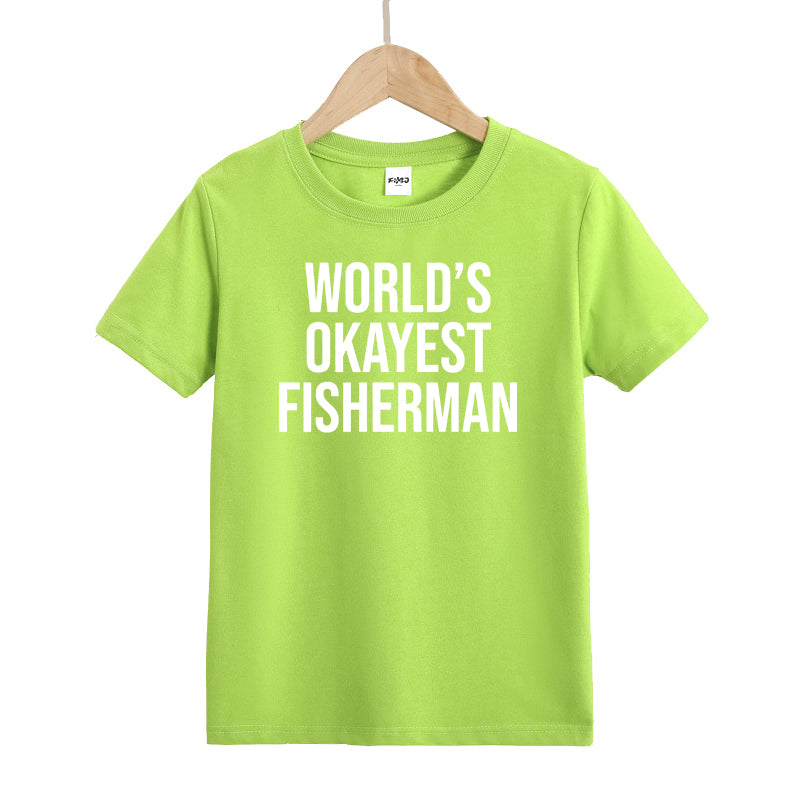 World's Okayest Fisherman Rod Kids T-Shirt