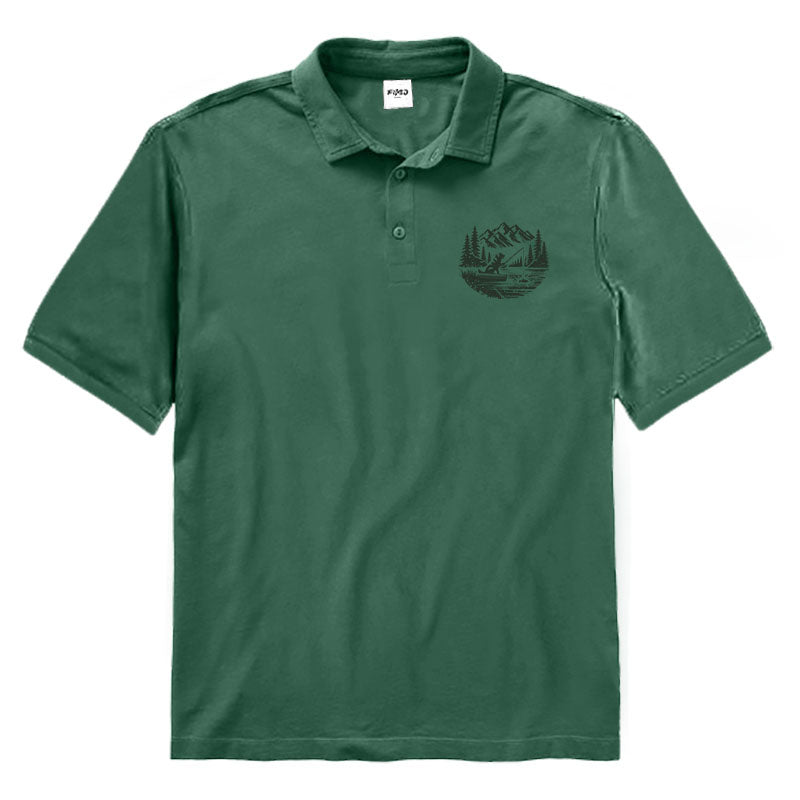 Dog Fishing Scene Polo Shirt