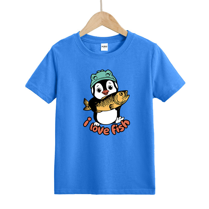 Penguins love fish Kid's T-Shirts