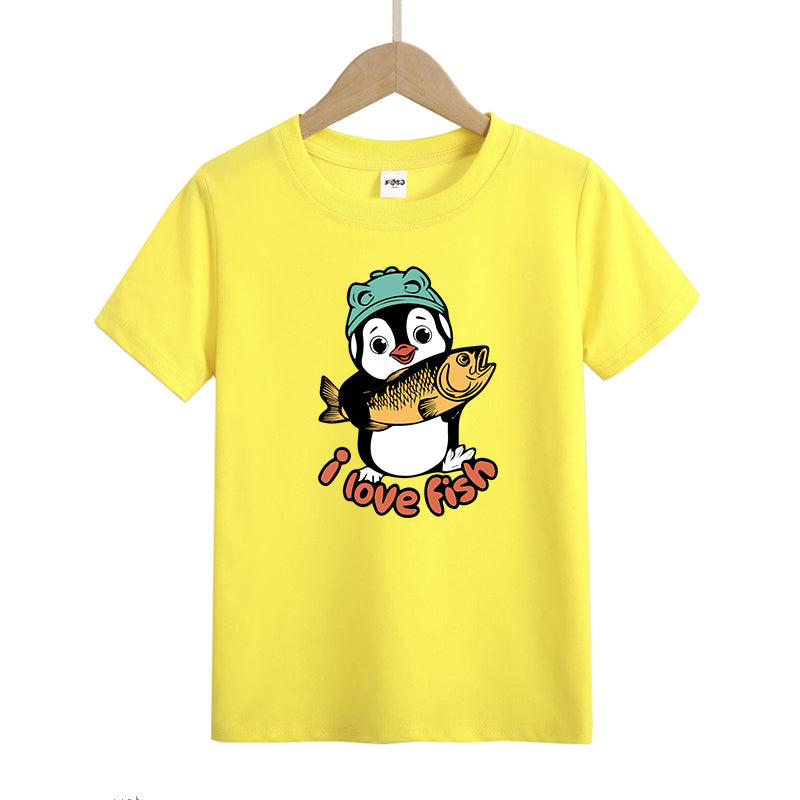 Penguins love fish Kid's T-Shirts