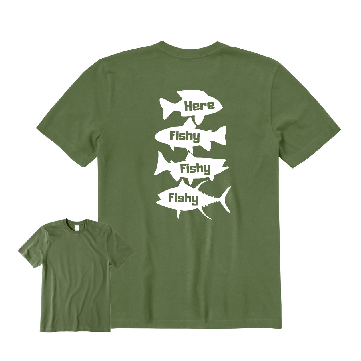 HERE FISHY FISHY FISHY Back Graphic T-Shirt