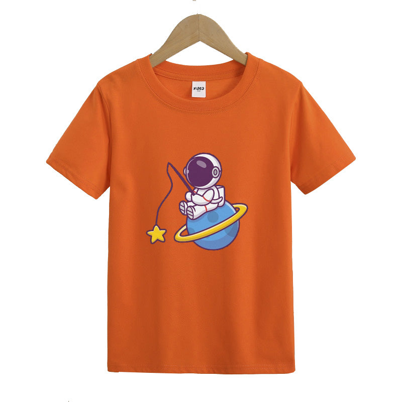 Astronaut Fishing in The Sea of stars Kid's T-Shirts