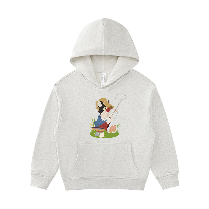 Cartoon Puppy Fishing Kid's Hoodie