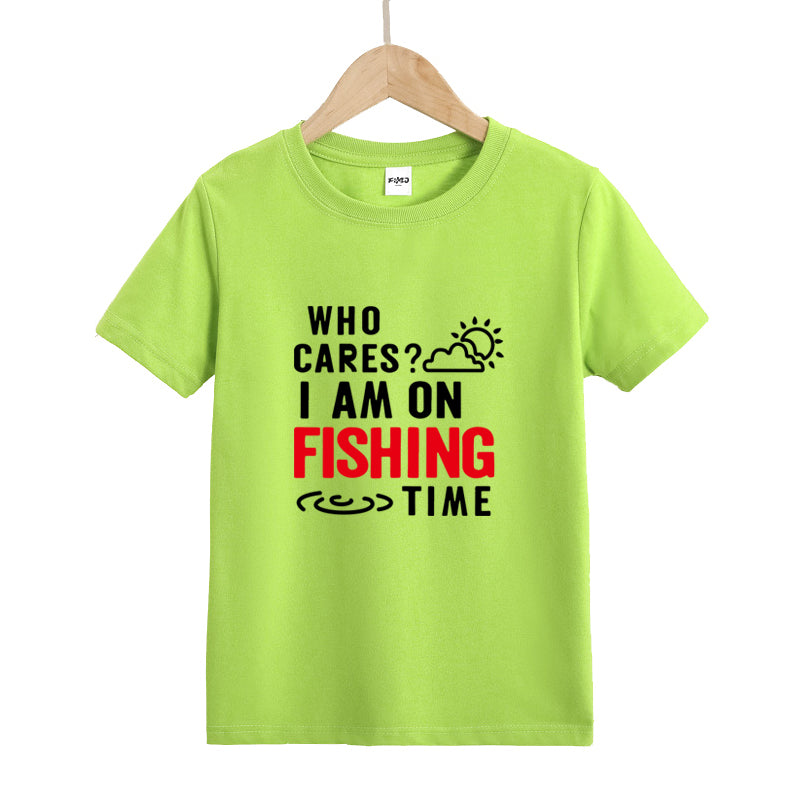 I Am on Fishing Time Kid's T-Shirts