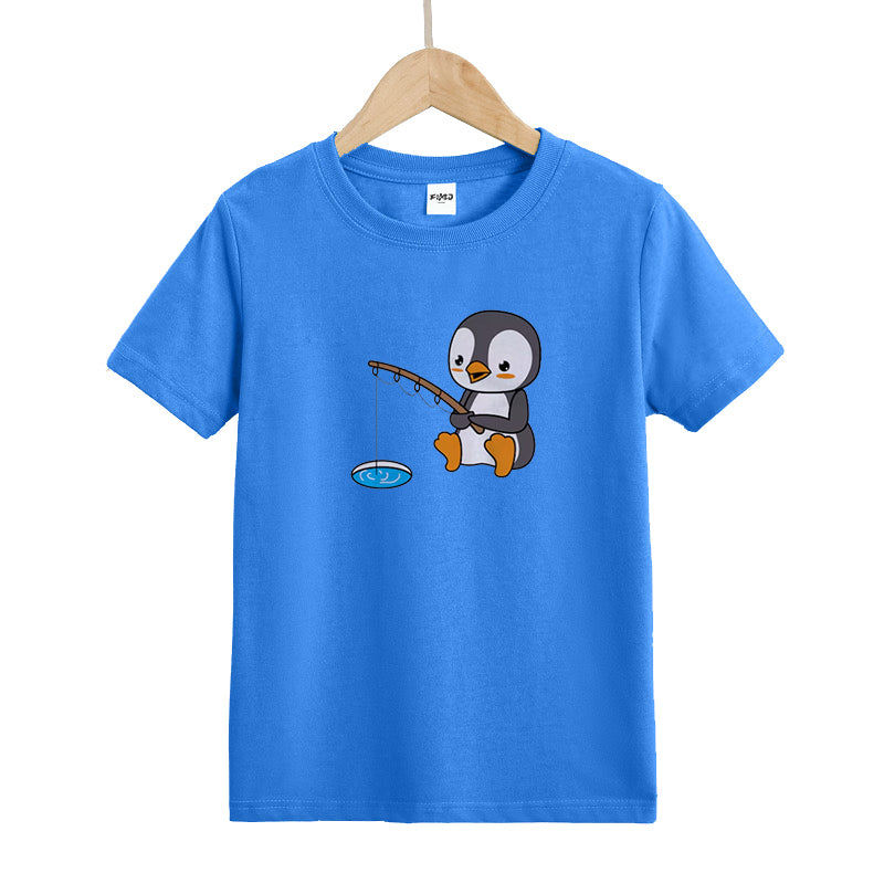 Penguin Ice Fishing Kid's T-Shirts