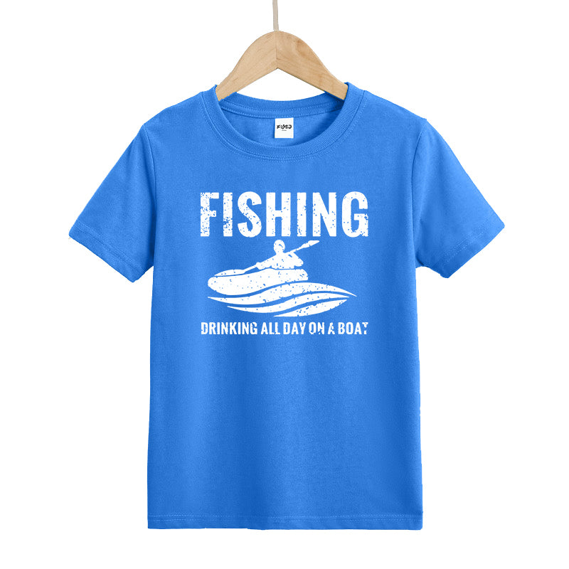 Fishing and Drinking All Day on A Boat Kids T-Shirt