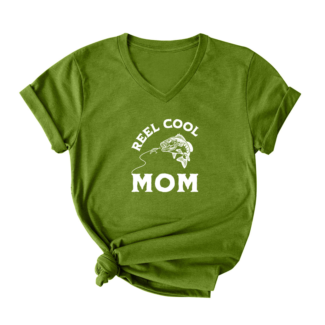 Reel Cool Mom V Neck T-Shirt for Women