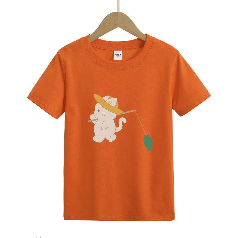 Cat Fishing Kid's T-Shirts