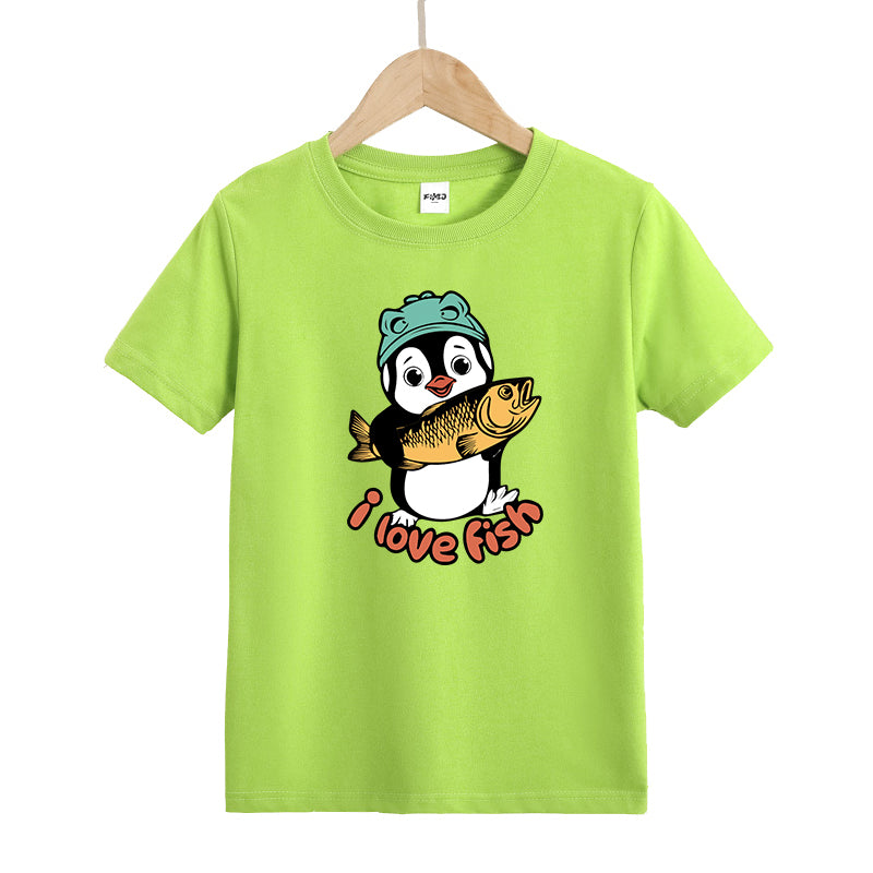 Penguins love fish Kid's T-Shirts