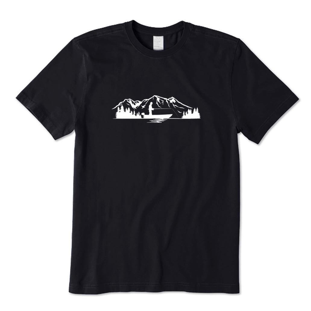 Fisherman on Boat and Landscape T-Shirt