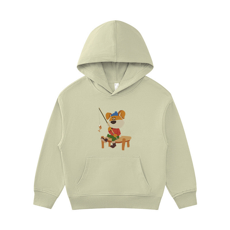 Cute Puppy Fishing Kid's Hoodie