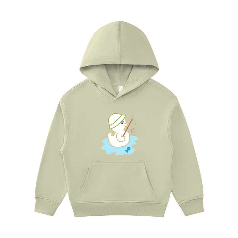 Cute Duck Fishing Kid's Hoodie