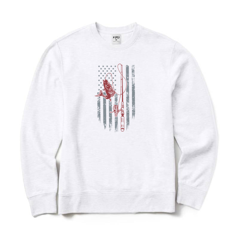 Fishing American Flag Crewneck Sweatshirt