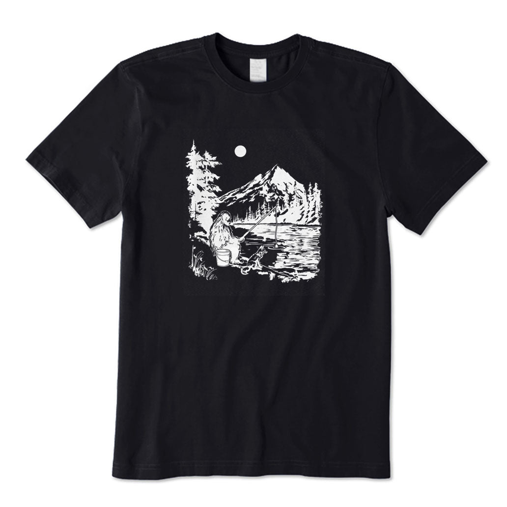 Bigfoot Is Fishing with Pet Dog T-Shirt