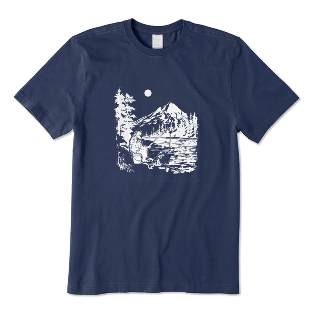 Bigfoot Is Fishing with Pet Dog T-Shirt