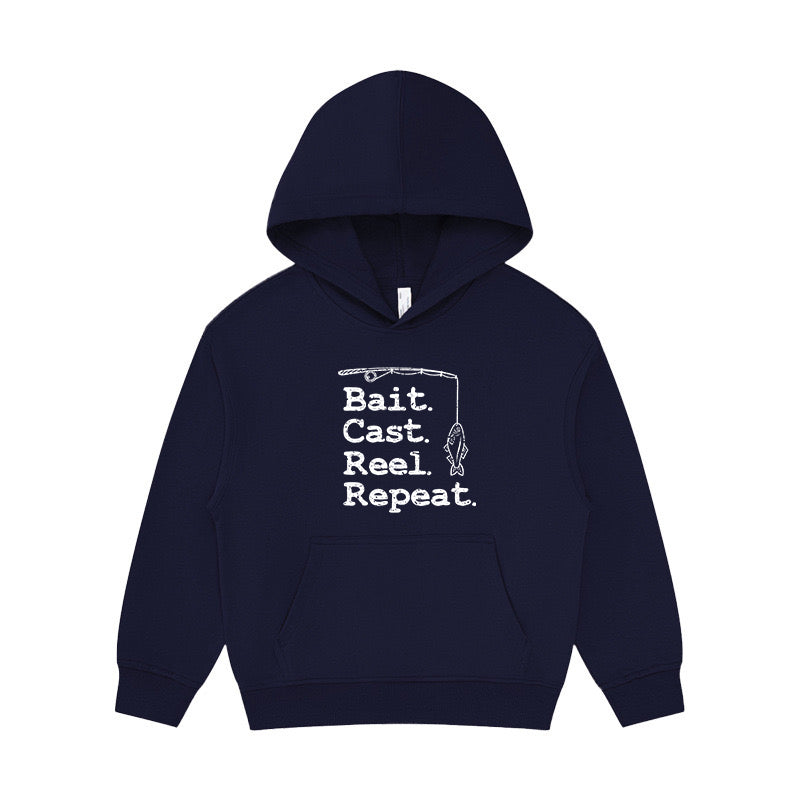 Bait Cast Reel Repeat Fishing Kid's Hoodie