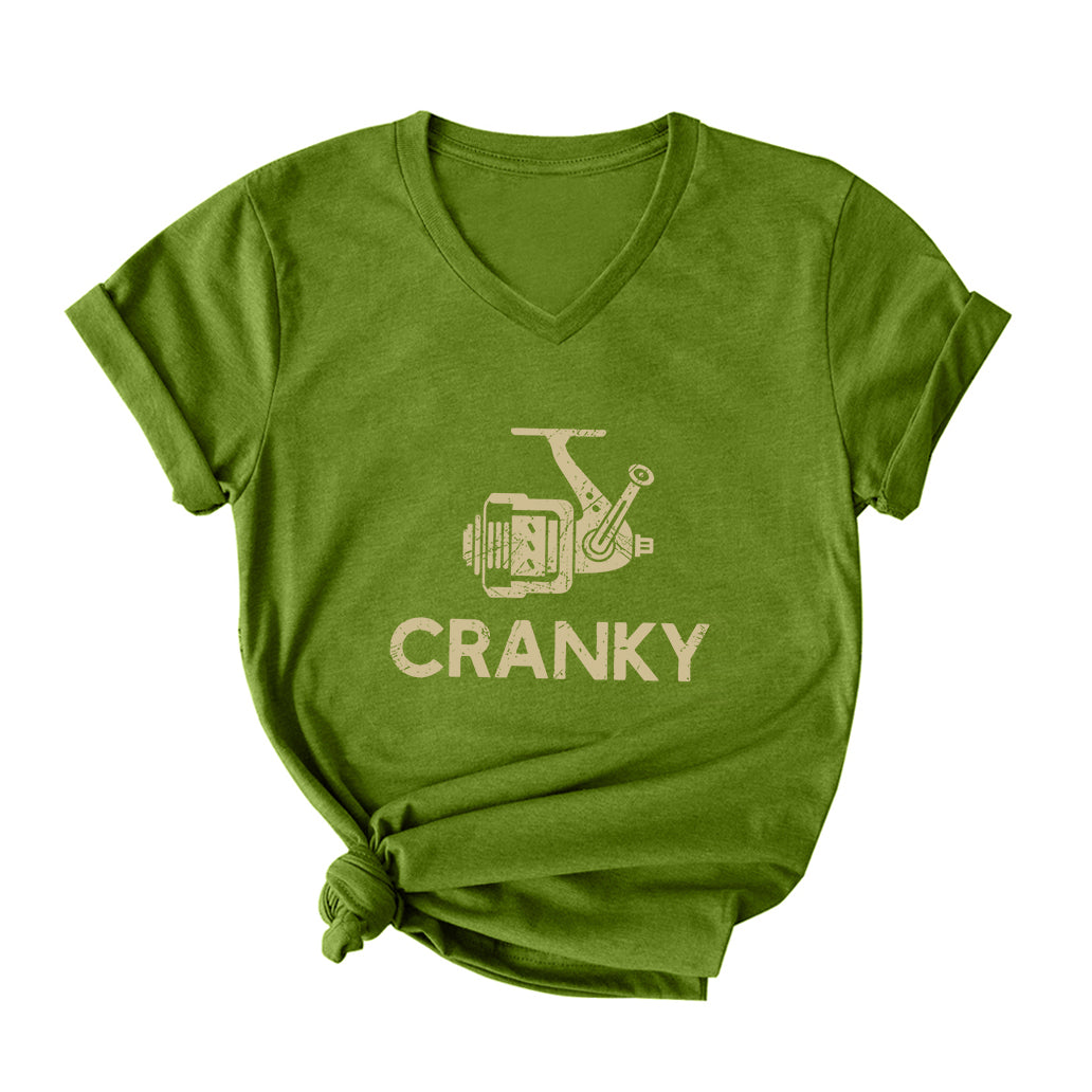 Cranky Fishing V Neck T-Shirt for Women