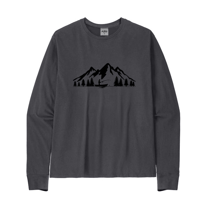 FISHING LANDSCAPE MOUNTAIN Long Sleeve T-Shirt