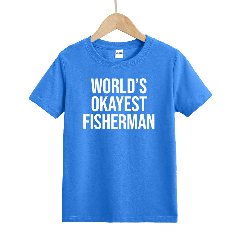 World's Okayest Fisherman Rod Kids T-Shirt