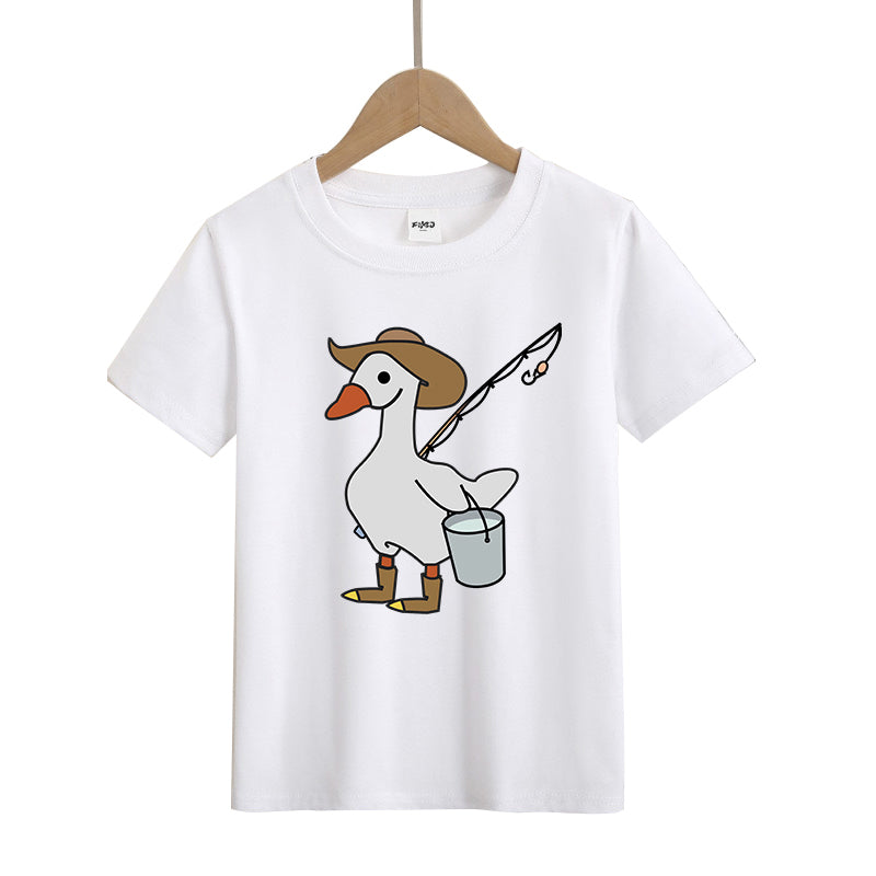 SILLY GOOSE GONE FISHING Kids T-Shirt