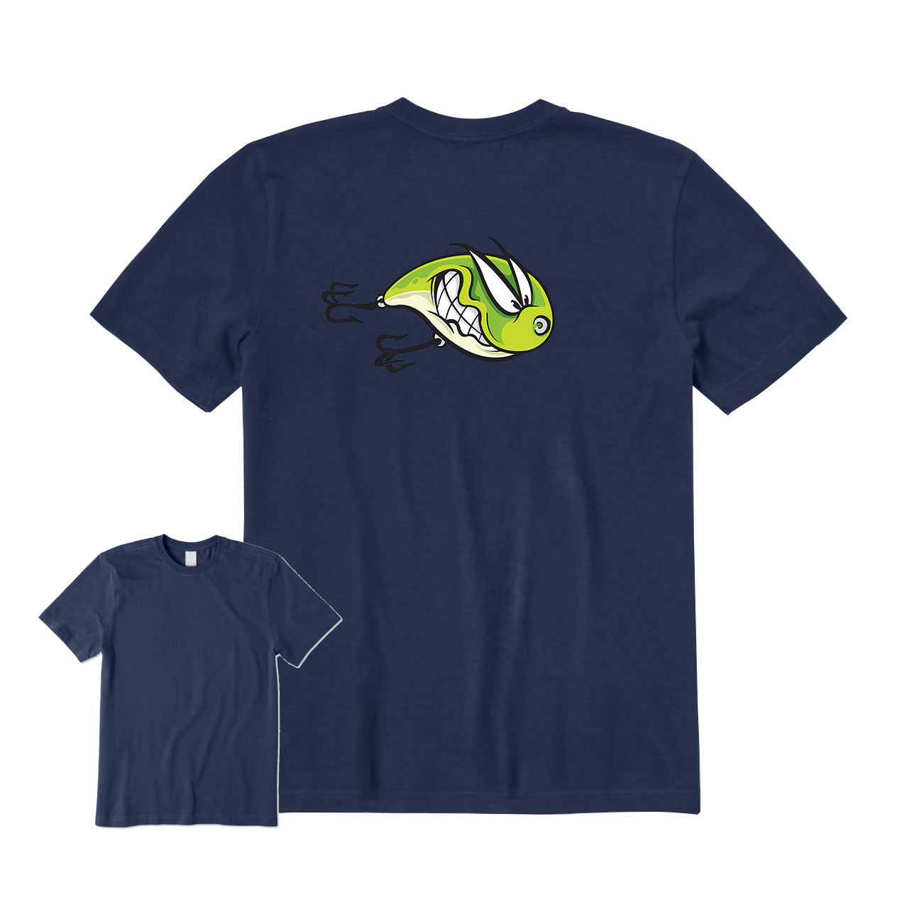 Angry Fishing Lure Back Graphic T-Shirt