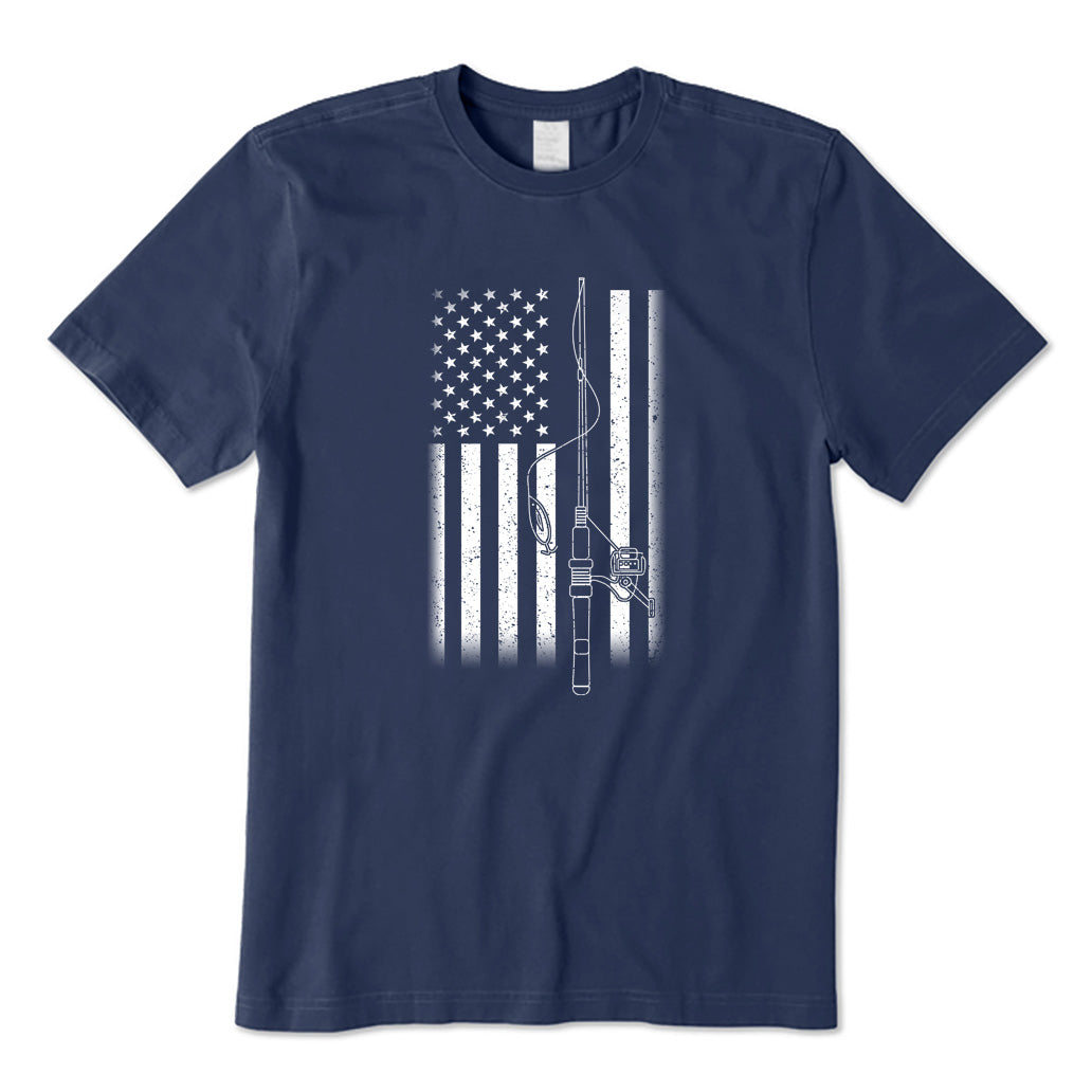 USA Flag Fishing Rod T-Shirt