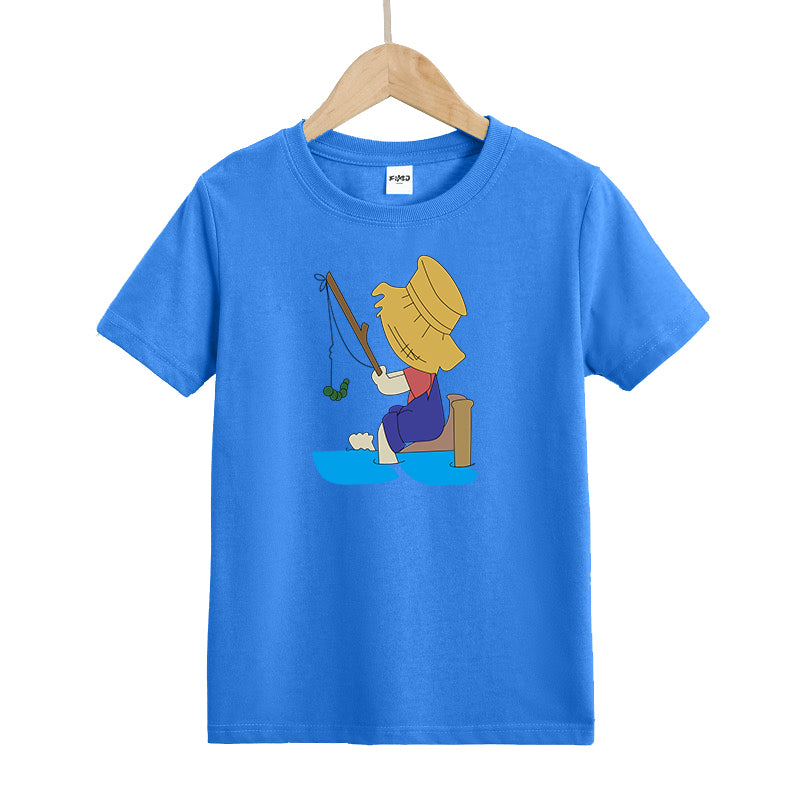 Girl fishing Kid's T-Shirts