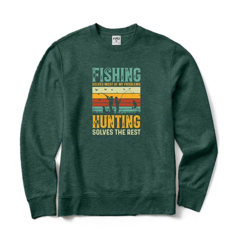 Fishing Hunting Solves The Rest Crewneck Sweatshirt