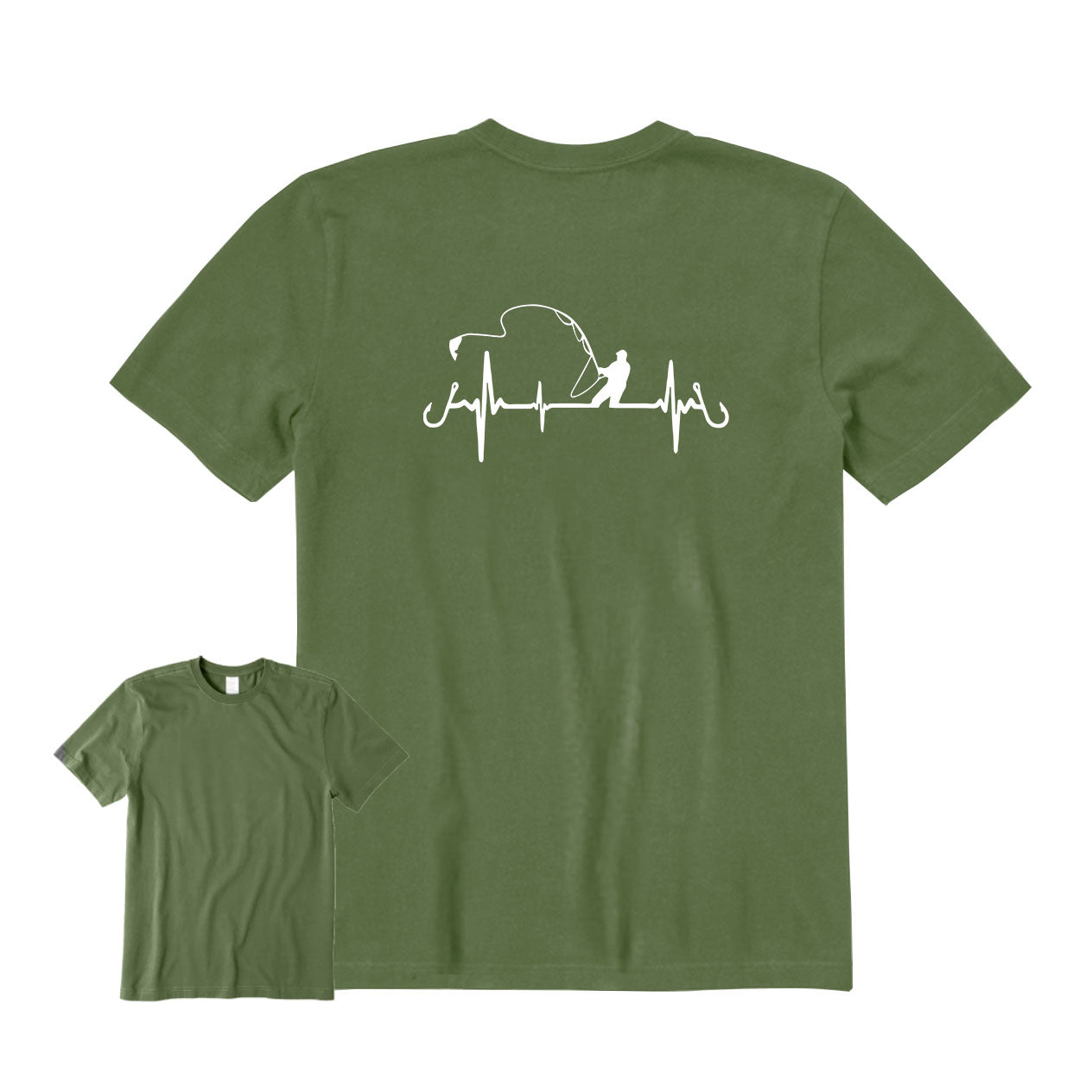 Heartbeat Fishing Back Graphic T-Shirt