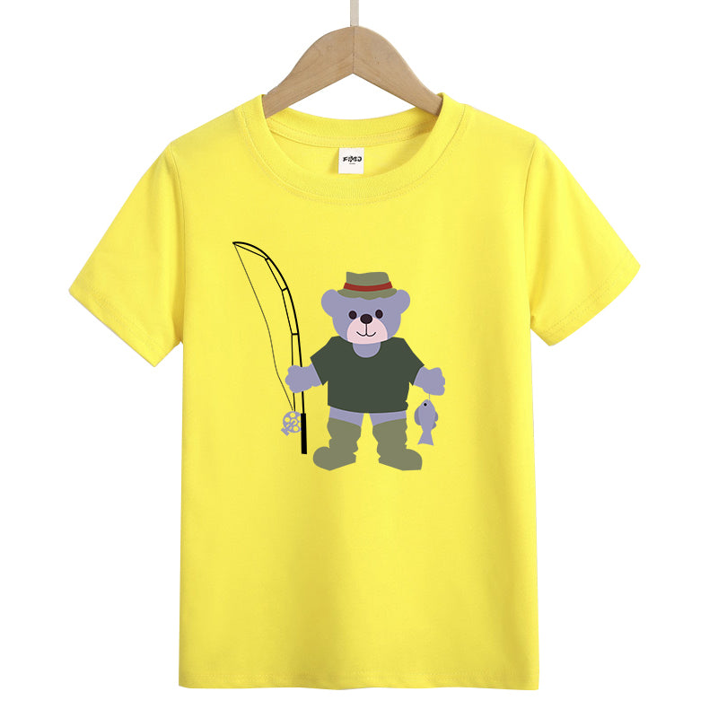 BEAR GONE FISHING Kids T-Shirt