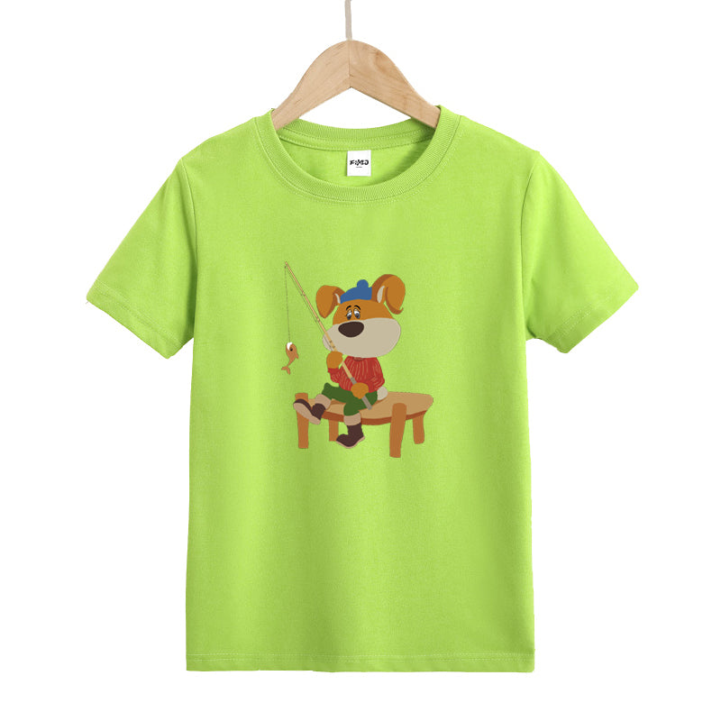 Cute Puppy Fishing Kid's T-Shirts