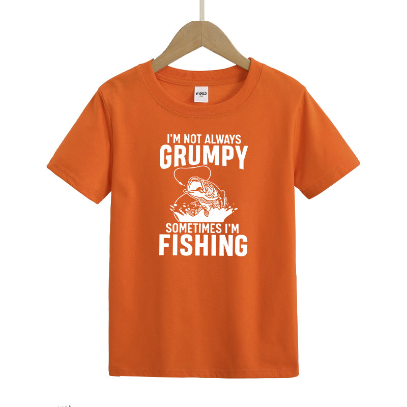 I'm Not Always Grumpy Sometimes I'm Fishing Kid's T-Shirts