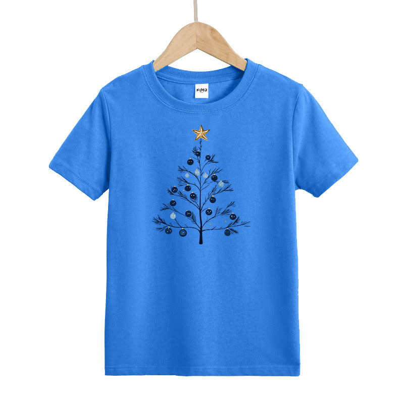 Blue Gold Christmas Tree Kids T-Shirt