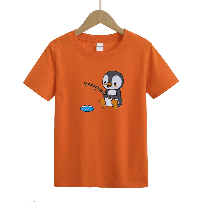 Penguin Ice Fishing Kid's T-Shirts