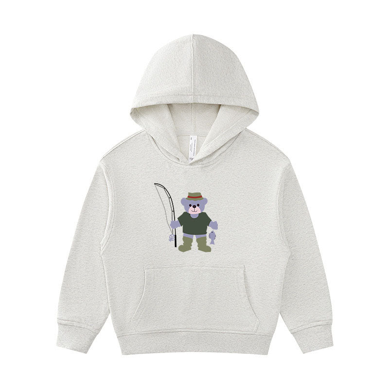 BEAR GONE FISHING Kid's Hoodie