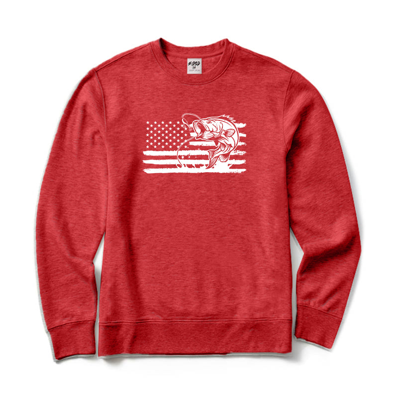 American Flag Fishing Crewneck Sweatshirt