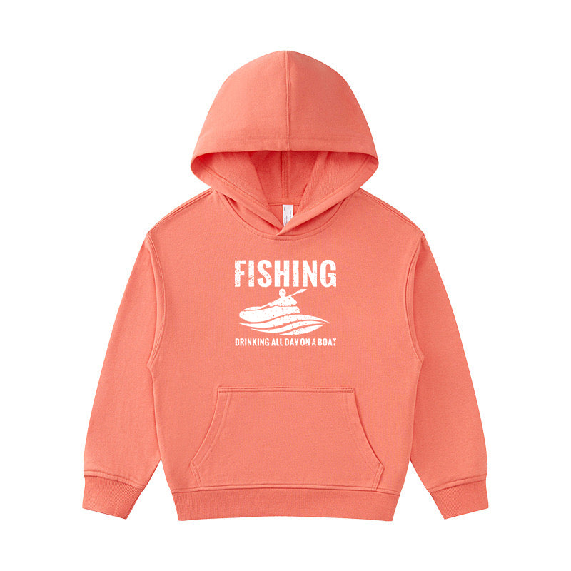 Fishing and Drinking All Day on A Boat Kid's Hoodie