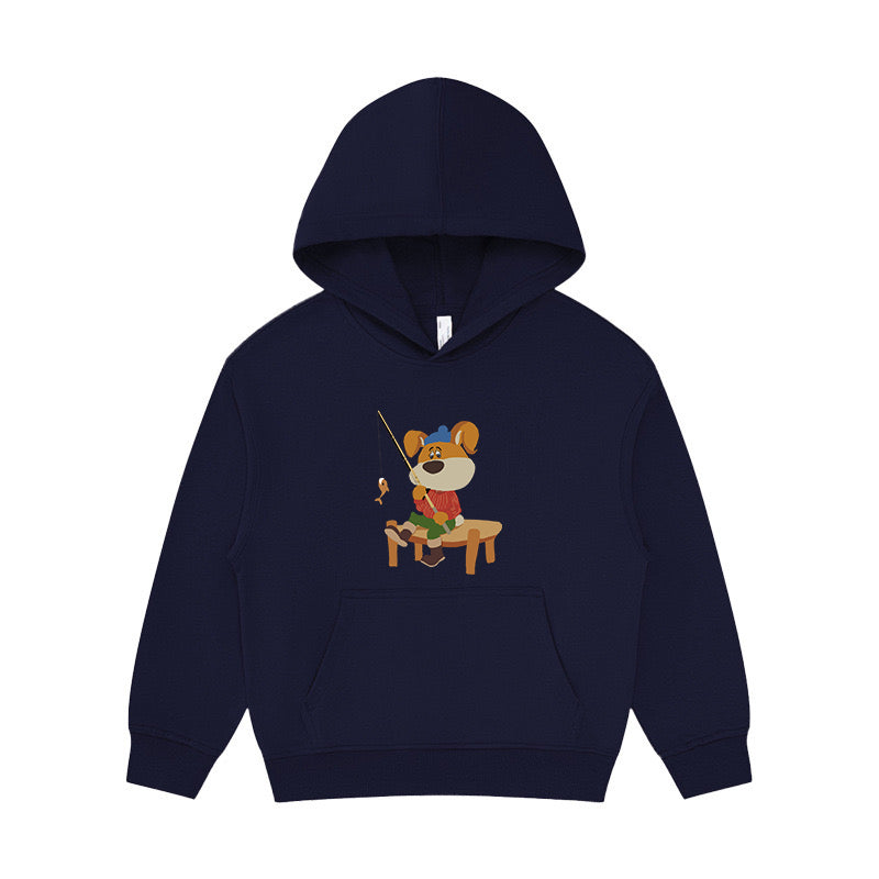 Cute Puppy Fishing Kid's Hoodie