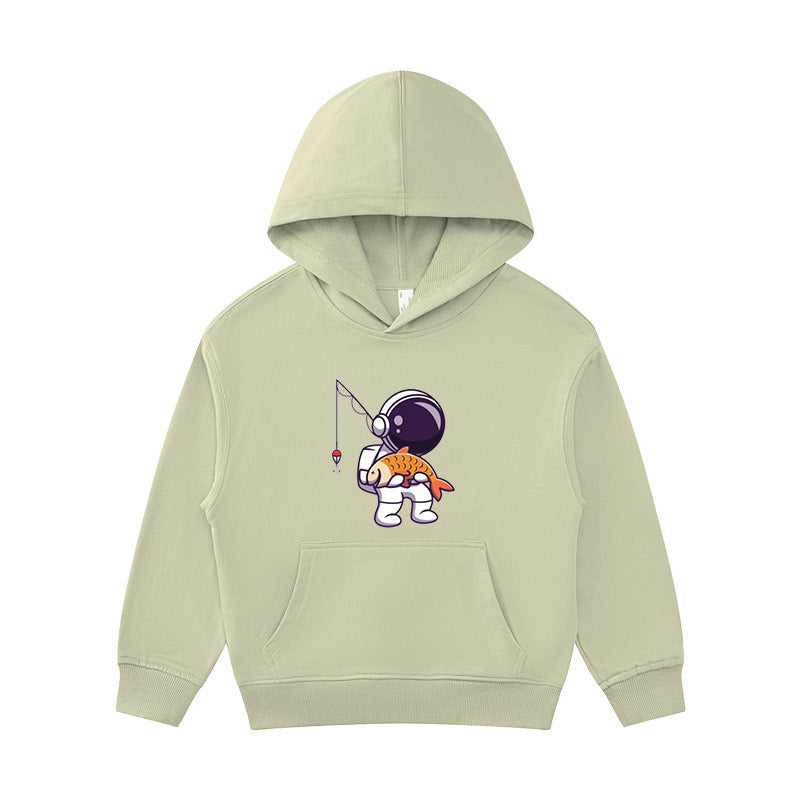 Astronaut Caught Fish Kid's Hoodie