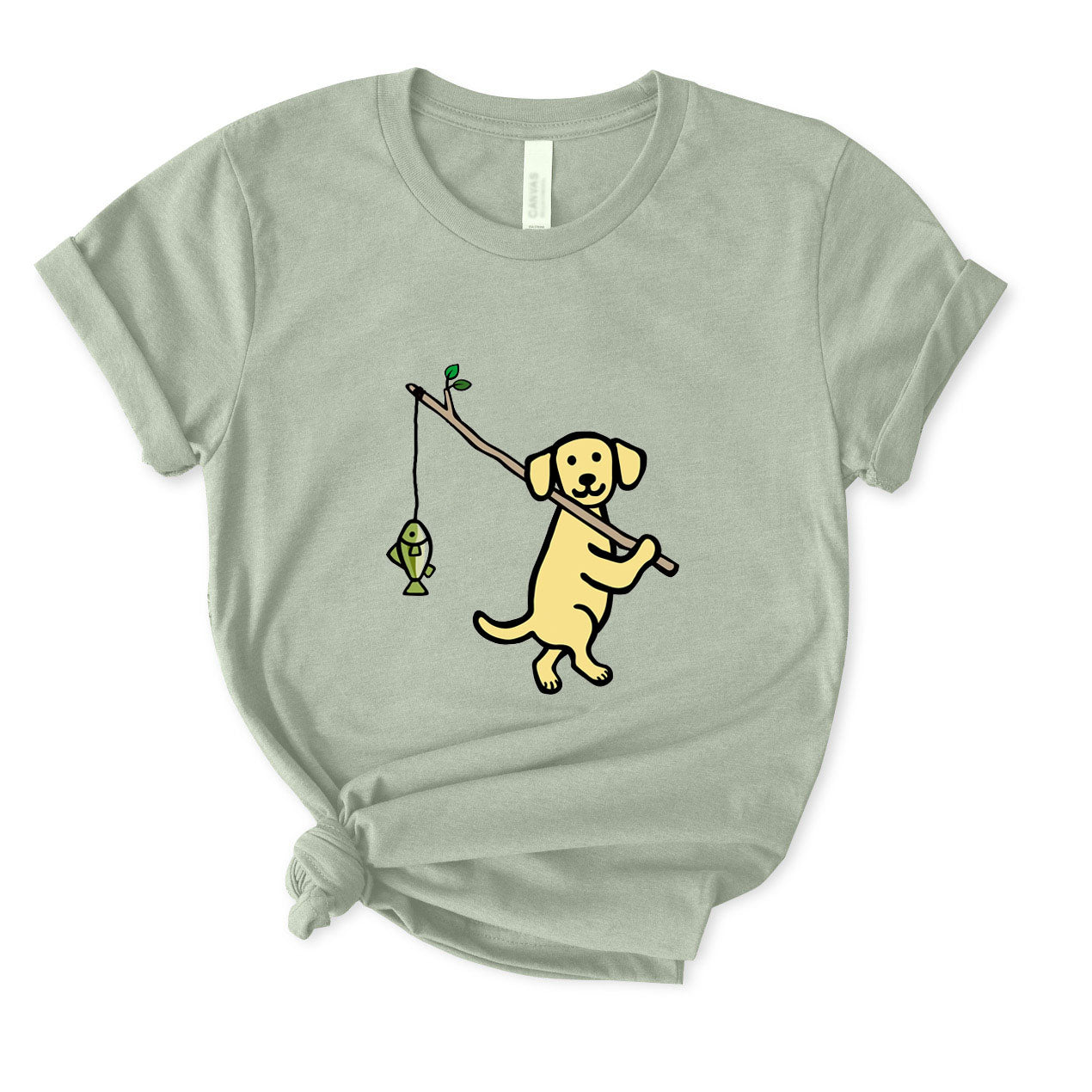 Cute Dog Fishing T-Shirt FOR WOMEN