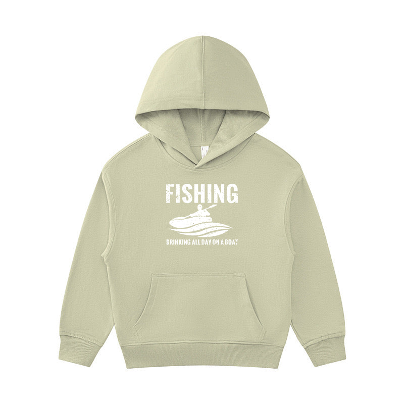 Fishing and Drinking All Day on A Boat Kid's Hoodie