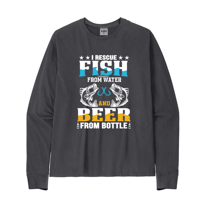 I Rescue Fish From Water and Beer From Bottle Long Sleeve T-Shirt