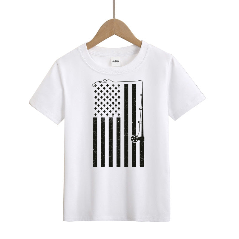 Fishing American Flag Kid's T-Shirt