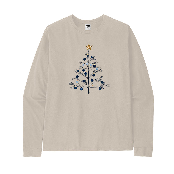 Blue Gold Christmas Tree Long Sleeve T-Shirt