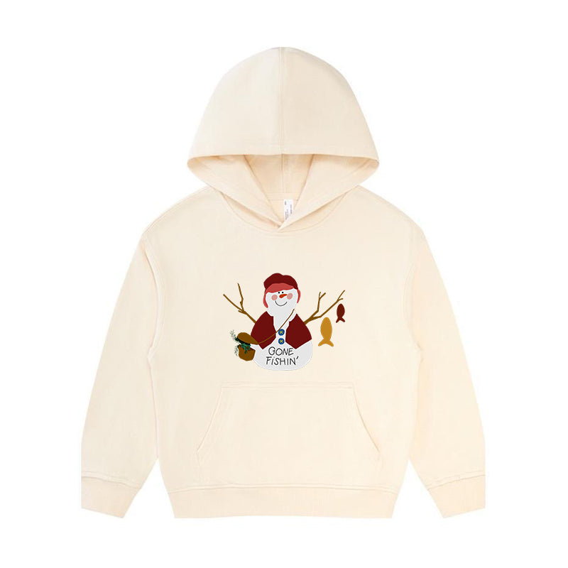 Snowman Gone Fishing Kid's Hoodie