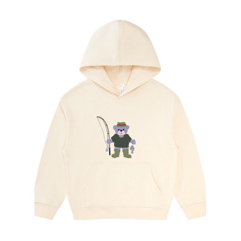 BEAR GONE FISHING Kid's Hoodie